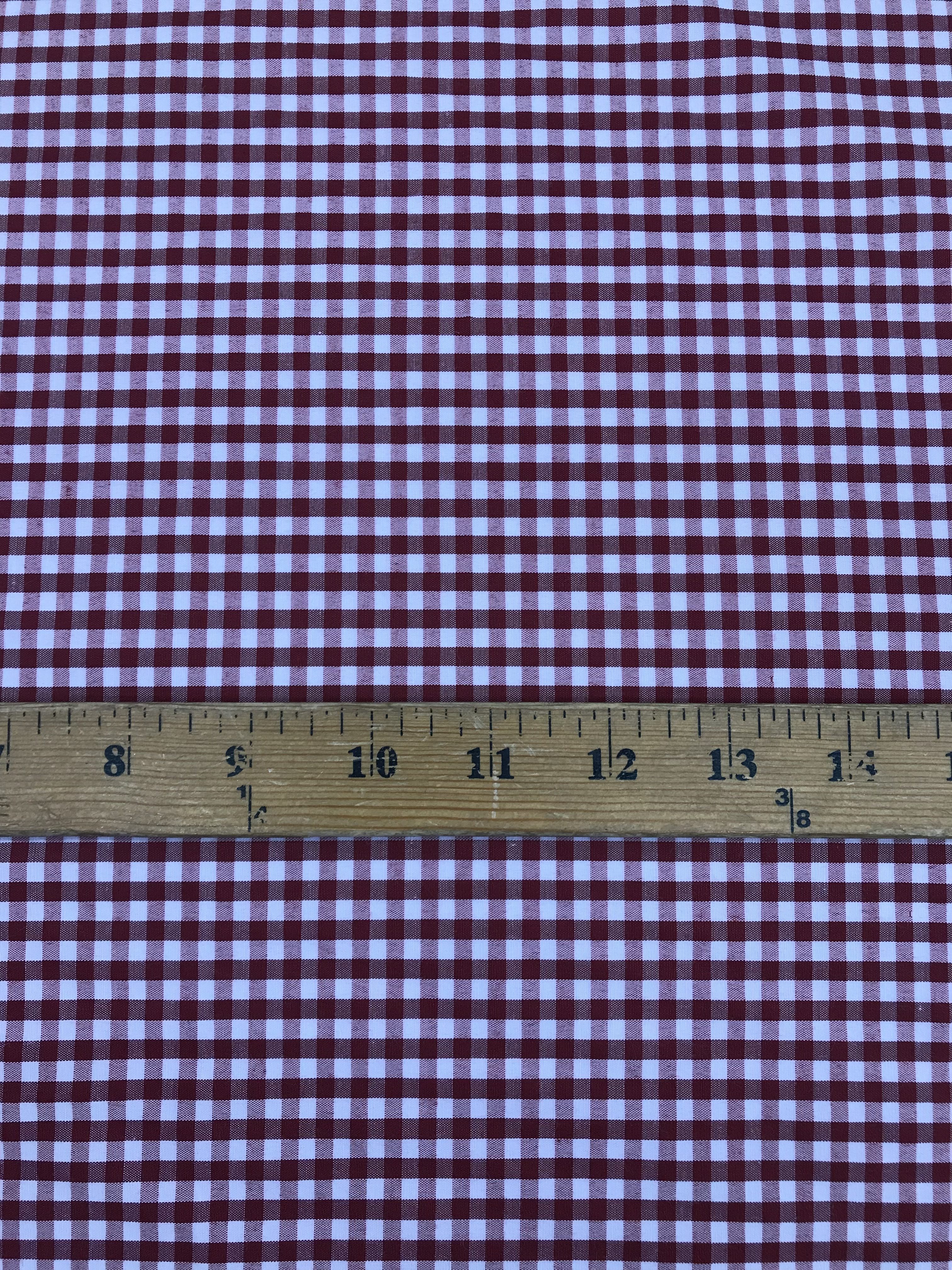 1/8″ Burgundy Poly Cotton Gingham Checkered – Sal Tex Fabrics, Inc.